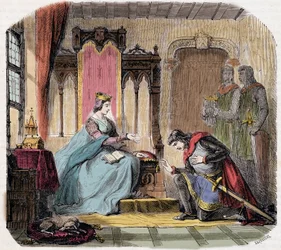 Thibault IV av Champagne (1201-1253) (også kjent som Thibault I av Navarre), kom ved føttene til dronning Blanche av Castilla for å advare henne om faren hun ville løpe - i "Paris a travers les cuecles" av de Genouillac