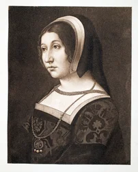 Trodde å være Margaret Tudor, datter av Henry VII, Queen of Scotland, ca. 1520 Century, pub. 1902