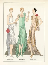 Tre design for blondekjoler, utgitt ca. 1923 (pochoir-trykk)