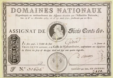 Tre hundre livre seddel, 1790 (blekk på papir)