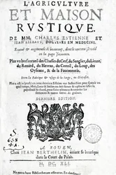 Tittelside av LAgriculture et Maison Rustique, av Charles Estienne, utgave utgitt 1641 (boktrykk og gravering)