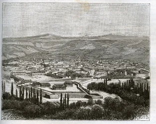 Tlemcen en agery på 1800-tallet - gravering i "La France illustrée: geografi, historie, statistisk administrasjon" av V.A. Malt-Brown. 1884