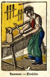 Tourneur - Serie om håndverk. Bilde av Epinal fra 1800-tallet