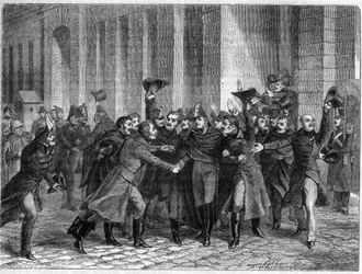 Triumffrikjennelse av Remy Joseph Isidore Exelmans, marskalk og Peer av Frankrike (1775 - 1852) 23. januar 1815, anklaget for å ha opprettholdt korrespondanse med fienden - i "Histoire de l