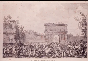 Triumferende inntog av de franske troppene under Napoleon Bonaparte i Milano, 15. mai