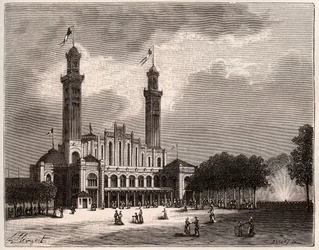 Trocadero i Paris - gravering i "La France illustrée: geografi, historie, statistisk administrasjon" av V.A. Malt-Brown. 1884