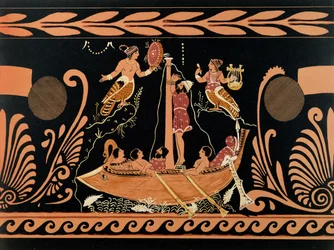 Odyssevs og sirenene, illustrasjon fra en antikk gresk vase