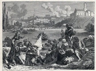 Vendee-krigen (1793-1796): venderne, beseiret i slaget ved Cholet, returnerte til Loire 18. oktober