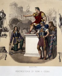 Vercingetorix går til Cæsar (52 f.Kr.).