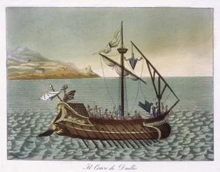 Utsikt over Corvus, Naval Crane, brukt av G. Duillus, 1796