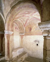 Utsikt over de karolingiske freskene i den indre krypten, ca. 858 (se også 94652, 94653 og 94654)