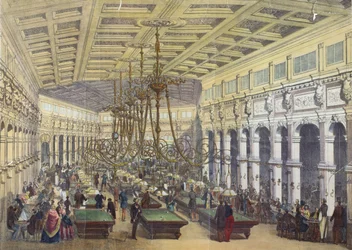 Utsikt over interiøret til Grand Cafe Parisien, Paris, gravert av Thibault, 1855