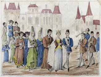 Landsbybryllup under Charles V - Gravering 1800-tallet.