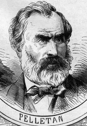 Krigen i 1870 - Den nasjonale forsvarsregjeringen: portrett av Eugène Pelletan (1813-1884), medlem av den provisoriske regjeringen i 1870. Stikk i «Le Monde Illustré», nr. 706 av 22. oktober