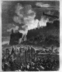 War of the Spanish Succession (1701-1714) between France and its ally Spain and a coalition of European countries. Engraving in “Histoire des Papes-Rois-Queen and Empereurs a travers les centuries”” by Maurice Lachatre