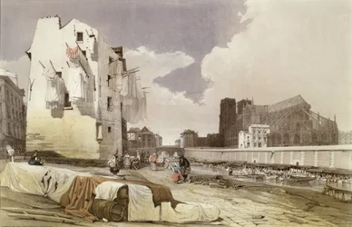 Vaskekvinner ved Lavoirs ved Quai Montebello, ca. 1840