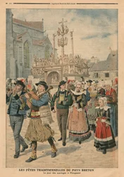 Bryllupsdag i Plougastel, Bretagne, illustrasjon fra Le Petit Journal, bilagsillustre, 27. januar 1907