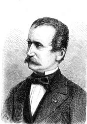 Wilhelm ENGERTH (1814-1884), østerriksk ingeniør, designer av det første fjelllokomotivet. Gravering 1867