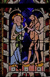 Vindu N-kap A som viser Kristus ved helvetes harving