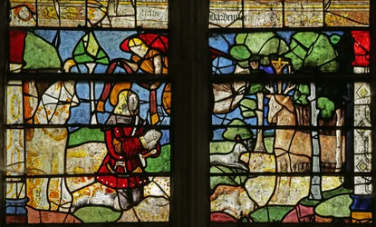 Vindu som viser Saint Hubert and the Stag (farget glass)