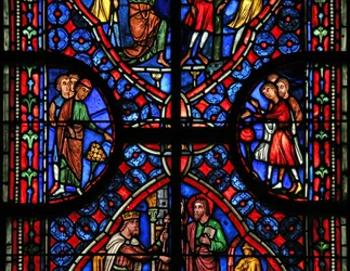 Vindu w11 som viser tilskuere, bakgrunn og kant i St Andrew-vinduet