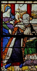 Vindu w13 som viser Anne de Montmorency med St. Anne som lærer jomfruen å lese