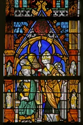 Vindu w19 som viser St Thomas Becket og Henry II er uenige