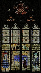 Vindu w210 som viser det kongelige vinduet med Jomfru Maria, Charles VI og St Denis