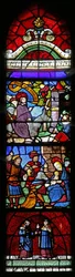 Vindu w22 som viser inntoget til Jerusalem; Tilbedelse av magi; Ss Cosmos og Damian