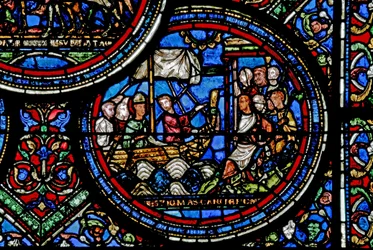 Vindu w23 som viser St Thomas Becket setter seil mot England