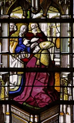 Vindu w27 som viser Jomfru Maria vises for St. Martin