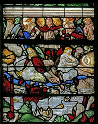 Vindu w9 som viser en scene fra St Johns Book of the Revelation