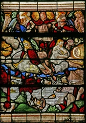 Vindu w9 som viser den siste dommen - etter Albert Durer