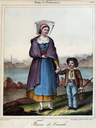Kvinne fra Cancale og barnet hennes, cirka 1845