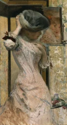 Ung kvinne foran speilet, ca. 1879–83 (olje på lerret)