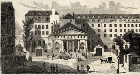 l'Hotel-Dieu (Hotel Dieu) i Paris - 1800-tallet - Gravering i "Tableau-de-Paris" av Edmond Texier 1852