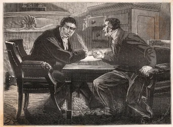 monarchy of July - ministry of the three days - interview between Andre Dupin (1783-1865) and Jean-Charles (Jean-Charles) Persil (1785-1870) - 1834 - engraving