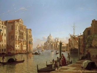 Canal Grande med Palazzo Cavallo – Franchetti, Santa Maria d