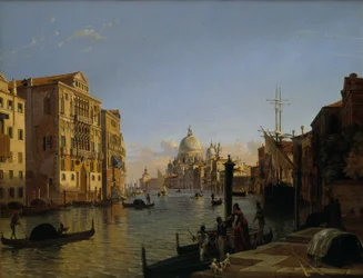 Canal Grande med utsikt over Santa Maria della Salute i Venezia