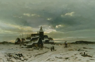 En landsby i snøen