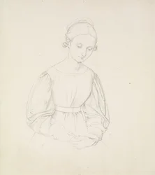 Portrett av kunstnerens kone, Nina, ca. 1830 (grafitt på papir)