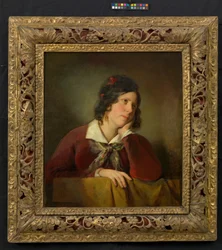 Antonie Amerling med hodet støttet i hånden (kunstnerens første hustru)