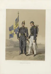 Illustrasjon hentet fra boken svenske og norske hærer, og flåtene i sin nåværende uniform av Dardel, Fritz von og utgitt av Bonnier (se, 1863)