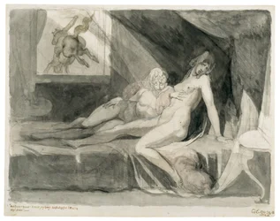 Alp forlater sengekammeret til to sovende kvinner, 1810.