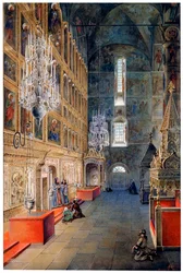 'Interiør i Assumption Cathedral i Moskva Kreml', 1819