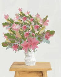 Maleriske rosa blomster