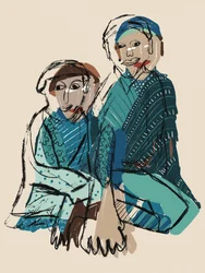 Stille blå figurer