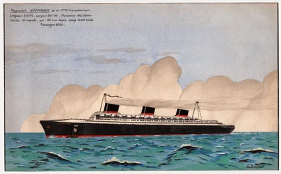 Linjeskipet Normandie. ca. 1935 (gouache)