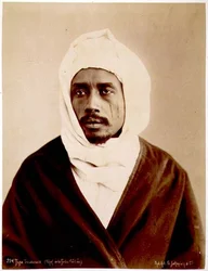 Portrett av en sudanesisk sjef for Galieh-stammen (sepia-bilde)