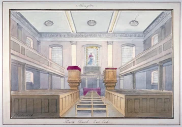 Innvendig utsikt over østenden av Holy Trinity Church, Newington, Southwark, London, 1826